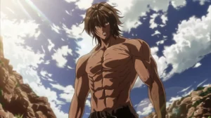 muscular anime character design ripped long hair